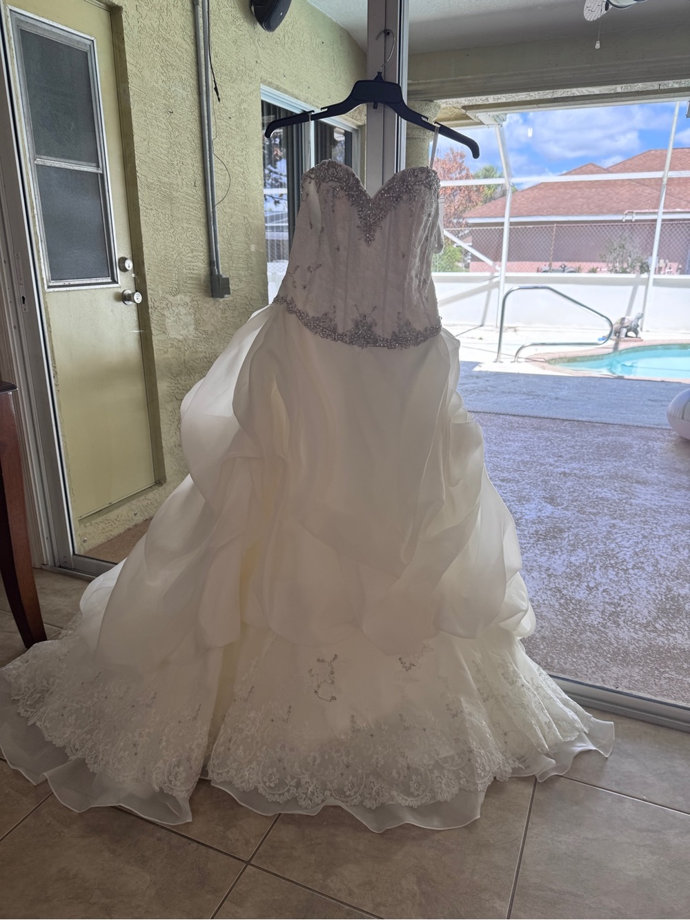 Strapless Beaded Ball Gown Wedding Dress in Ivory